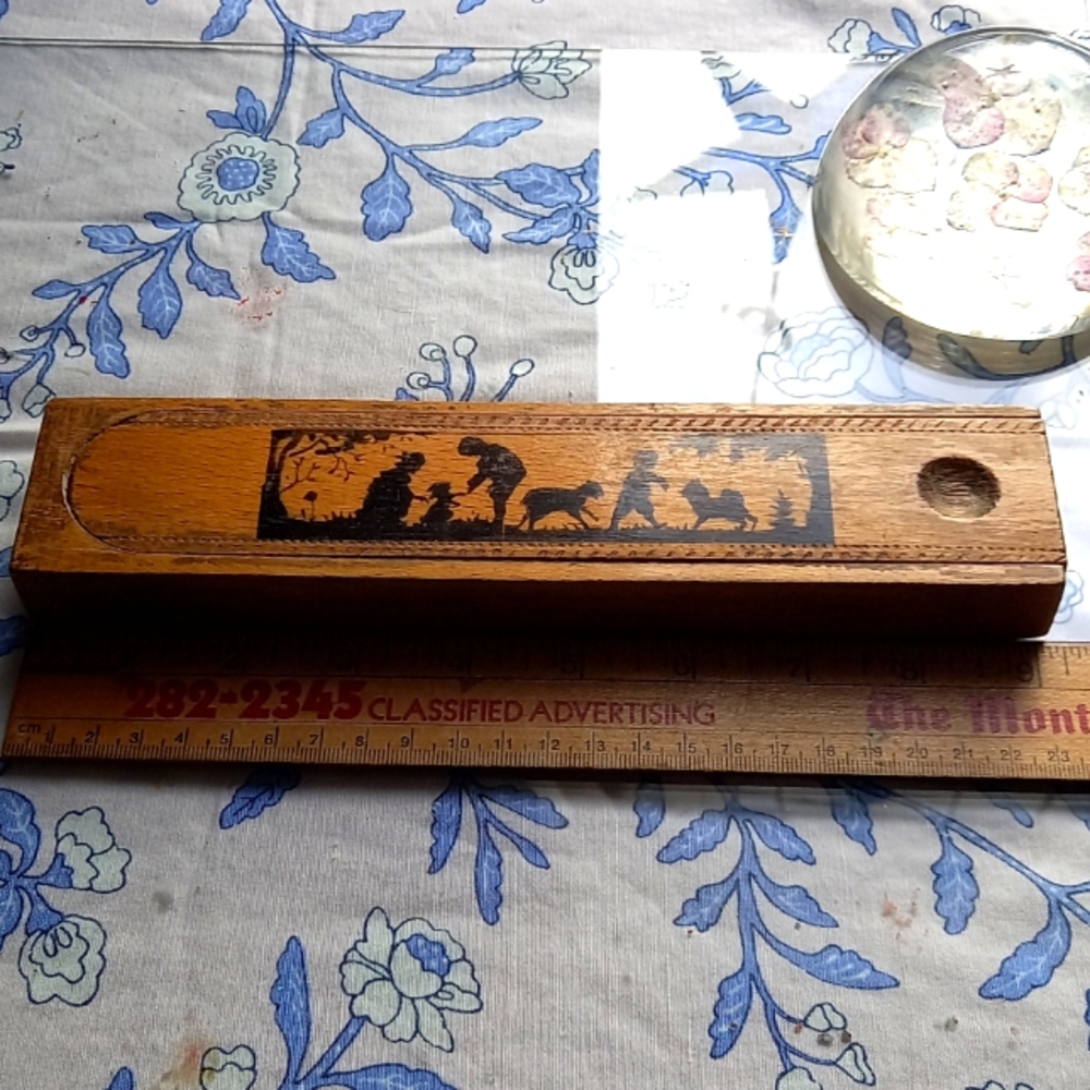 Vintage school wood pencil box